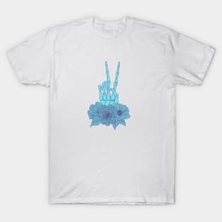 Blue hues skeleton peace T-Shirt